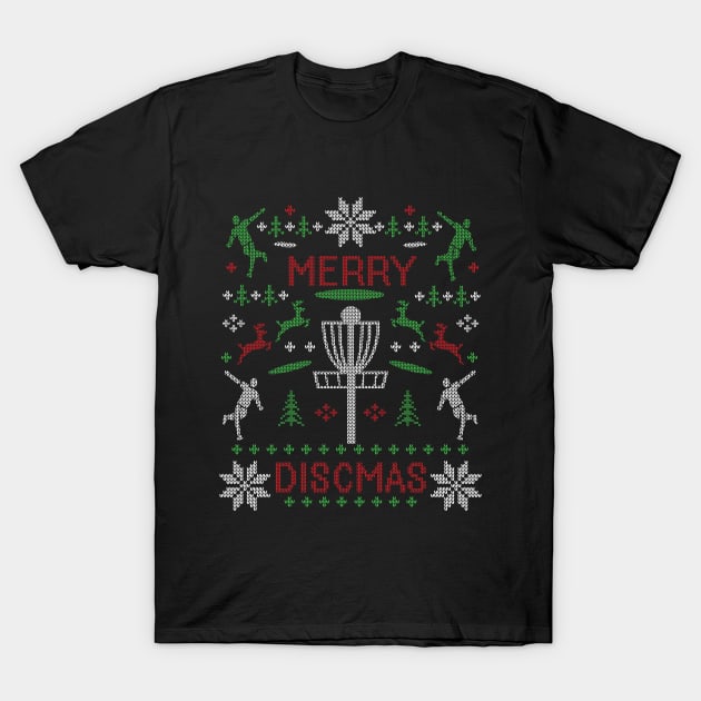 Merry Discmas Disc Golf Ugly Christmas Sweater Disc Golf Christmas T-Shirt by TeeCreations